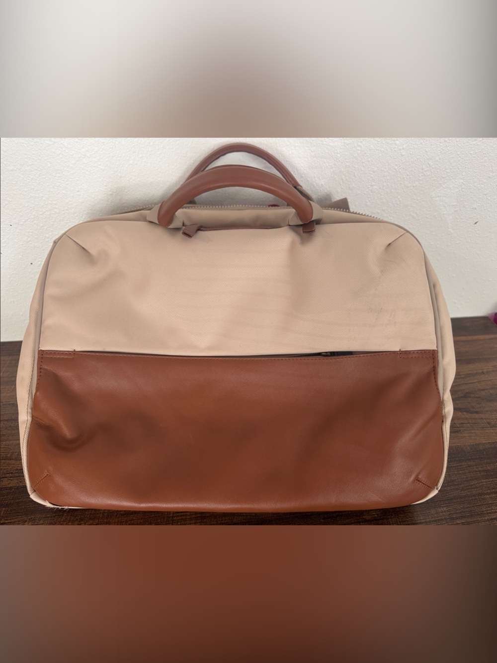 Cole Haan Beige and Brown Two-Tone Laptop Briefcase